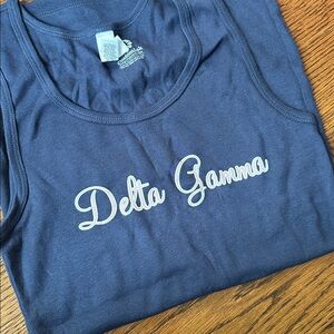 Vintage Delta Gamma DG Navy Script Tank Top